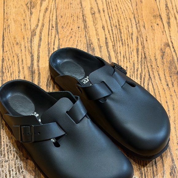 Birkenstock Exquisite Boston Clog Black Leather Sz L7 M5 - Picture 5 of 16